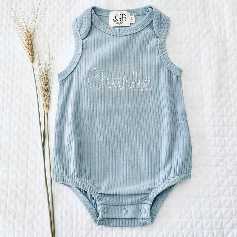 Embroidered Baby Romper, Personalized Baby Romper, Organic Baby Romper, Bubble Romper, Baby Gift, Gift For New Baby, Unique Baby Gift image 3