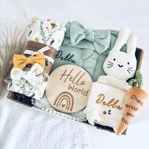 Gift For Newborn Baby Girl, Embroidered Gifts for Baby Girl, Baby Girl Gift Basket, Gift For Baby Shower, Personalized Baby Gift
