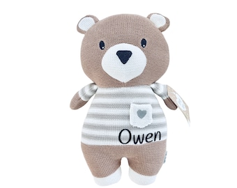 Huggable Knit Toy Bear Teddy Bear Personalized Bear Baby Gift Gift For Toddler Plush Bear New Baby Gift