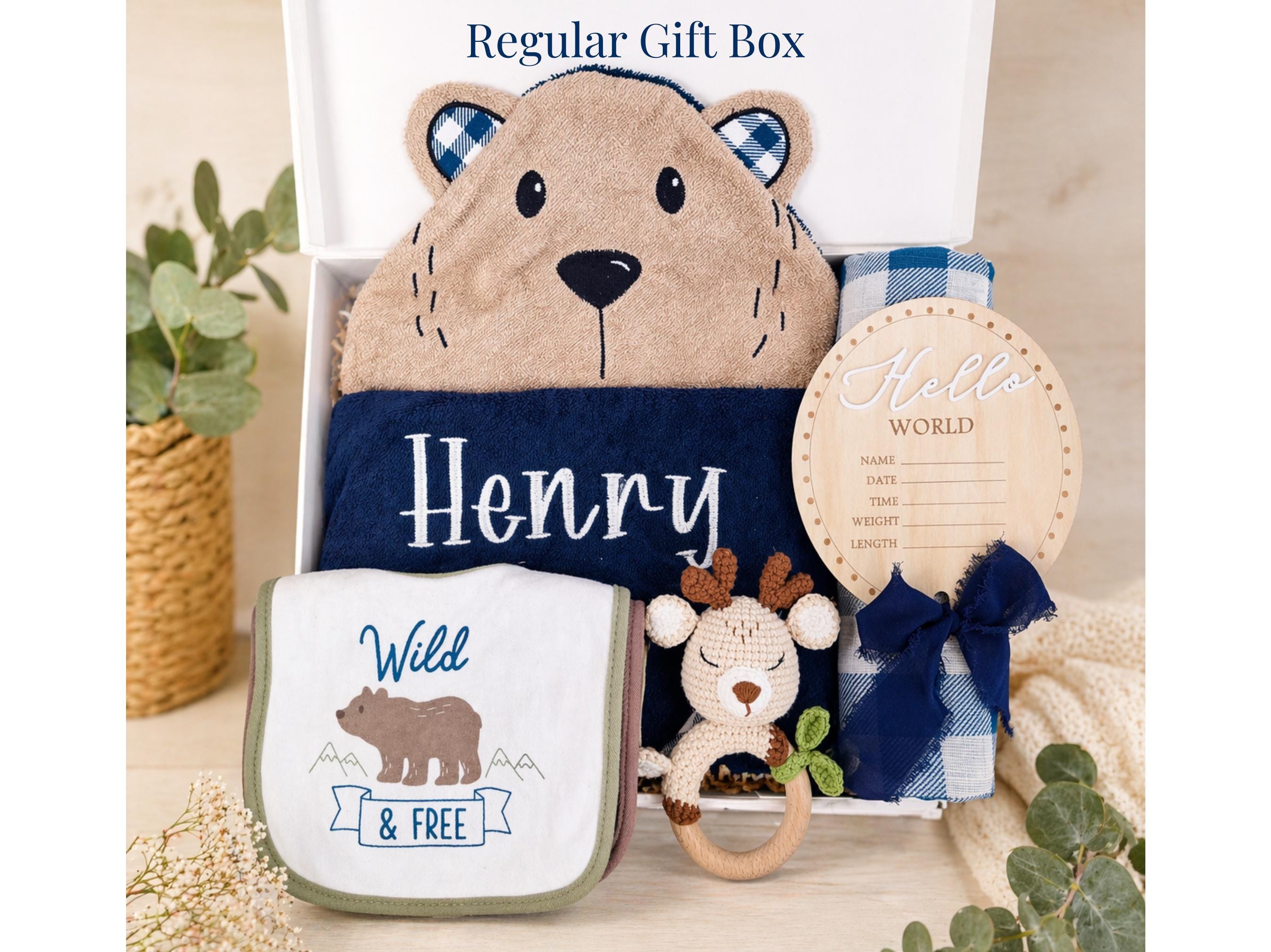 Personalized Baby Boy Gift Box | Teddy Bear Newborn Gift Set | Baby ...