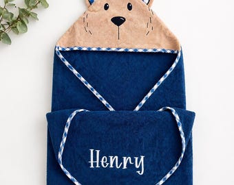 Personalized Bear Hooded Baby Towel: Embroidered Pool Towel