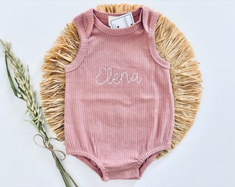 Embroidered Baby Romper, Personalized Baby Girl Romper, Organic Baby Romper, Bubble Romper, Baby Gift, Gift For New Baby, Unique Baby Gift