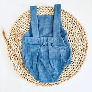 Baby Blue Pima Cotton Baby Romper With Bunny Ears Adorable Infant Outfit Copy main image 1