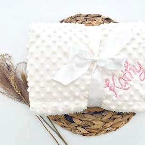 Personalized Minky Dot Sherpa Lap Blanket: Custom Name Gift