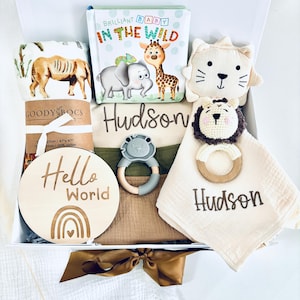 Baby-Junge-Themed Baby-Geschenk, Geschenk für Baby, Baby-Geschenkkorb, personalisiertes besticktes Baby-Geschenk, Deluxe-Baby-Geschenk