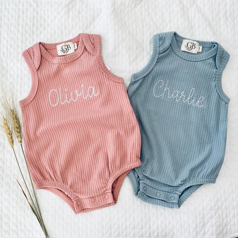 Embroidered Baby Romper, Personalized Baby Romper, Organic Baby Romper, Bubble Romper, Baby Gift, Gift For New Baby, Unique Baby Gift image 1