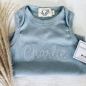 Embroidered Baby Romper, Personalized Baby Romper, Organic Baby Romper, Bubble Romper, Baby Gift, Gift For New Baby, Unique Baby Gift image 8