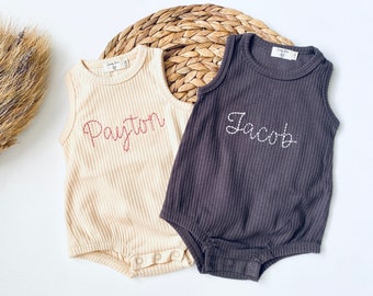 Personalized Baby Romper - Organic Baby Romper - Gender Neutral Baby Outfit - Embroidered Baby Outfit - Baby Gift