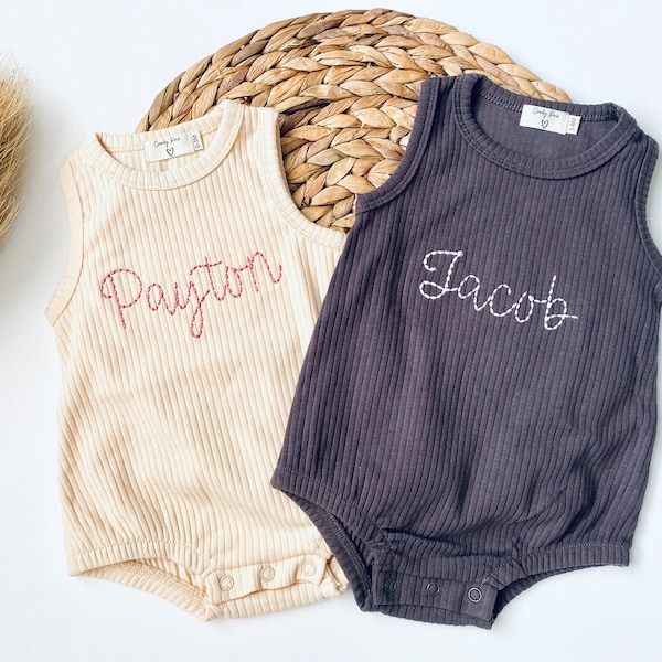 Personalized Baby Romper - Organic Baby Romper - Gender Neutral Baby Outfit - Embroidered Baby Outfit - Baby Gift