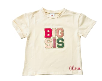 Personalisierte große Schwester Shirt, große Schwester T-Shirt, Schwester Geschenk, Big Sis Shirt, Geschenkideen für große Schwester, Chenille Big Sis Shirt