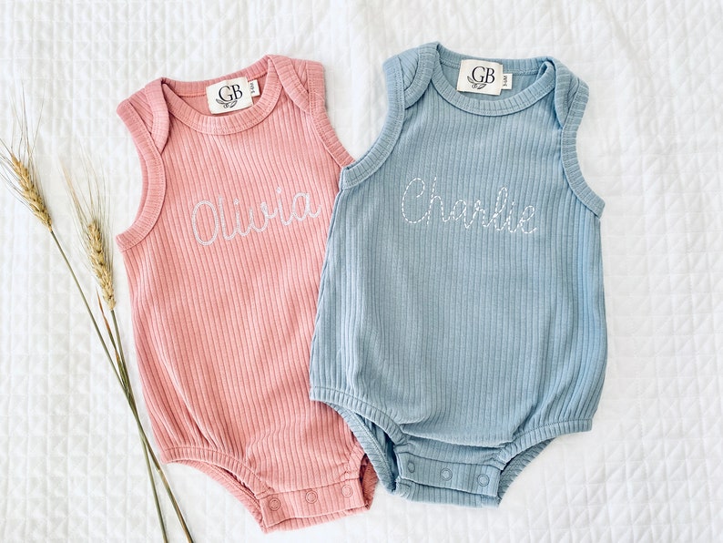 Embroidered Baby Romper, Personalized Baby Romper, Organic Baby Romper, Bubble Romper, Baby Gift, Gift For New Baby, Unique Baby Gift image 2