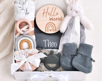 Baby Boy Personalized Gift Set, Deluxe Client Gift Set For Newborn