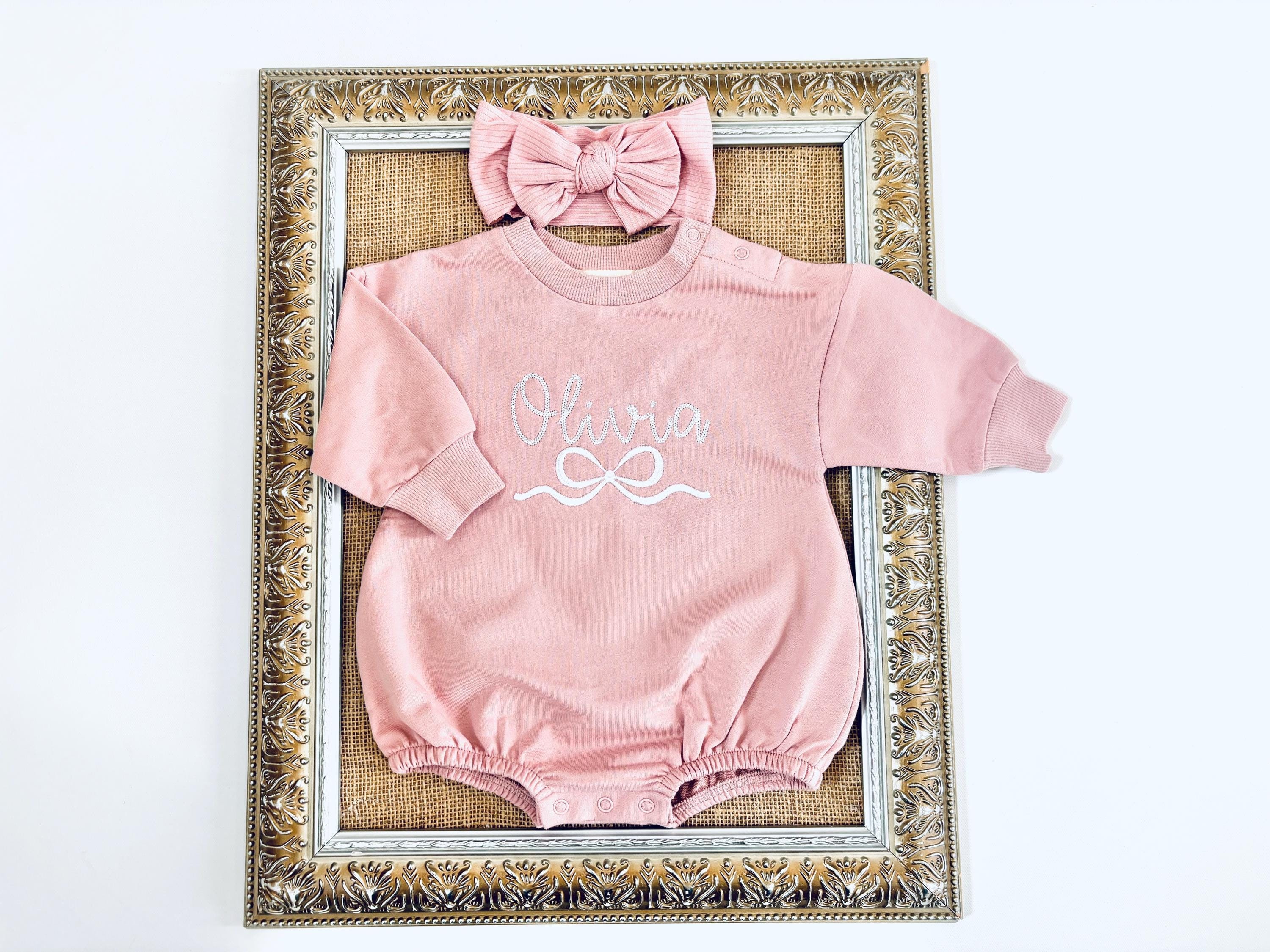 Personalized Baby Girl Romper: Embroidered Organic Cotton Sweatshirt