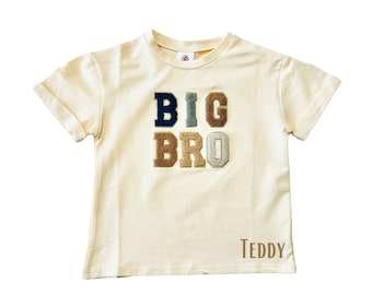 Personalized Big Brother Shirt, Big Brother T-Shirt, Big Brother Gift, Big Bro Shirt, Gift Ideas For Big Brother, Chenille Big Brother Shirt