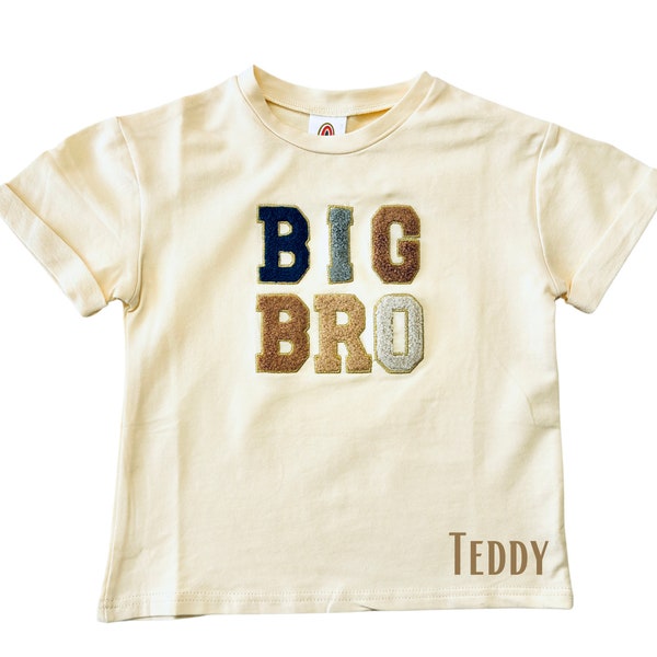 Personalized Big Brother Shirt, Big Brother T-Shirt, Big Brother Gift, Big Bro Shirt, Gift Ideas For Big Brother, Chenille Big Brother Shirt