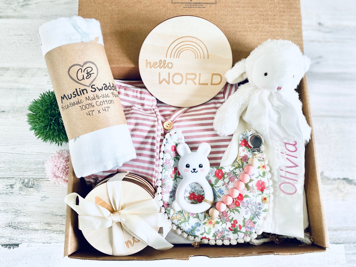 Custom Baby Girl Gift Box Set New Baby Gift Etsy