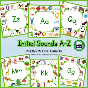 Initial Letter Sounds Matching Clip Cards | Phonics Alphabet Activity | Printable Beginning Sounds Game I Preschool & Kindergarten