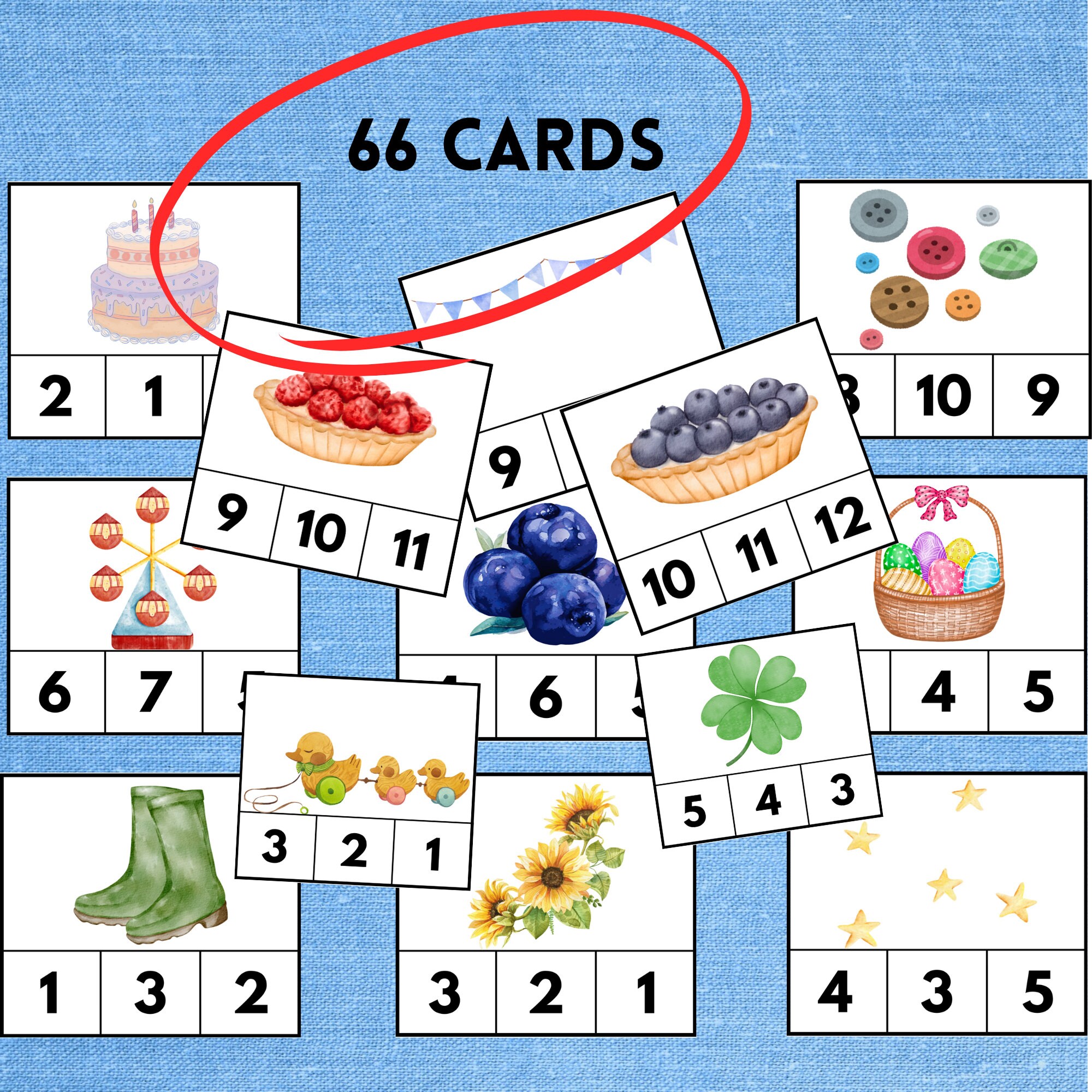 Preschool Counting Clip Cards Printable | Number Learning for Kids - Etsy