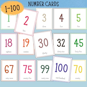 Numbers 1-100 Flash Cards | Printable Educational Flashcards for Kids | Toddler Number Recognition & Preschool Activities