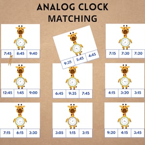 Scatola portaoggetti con orologio a forma di giraffa / Schede con clip Montessori per la scuola materna e l'istruzione parentale