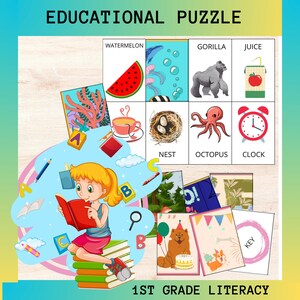 Hojas de trabajo de palabras visuales para estudiantes de primer grado / Actividades de lectura y asociación para primeros lectores, aprendiendo a leer