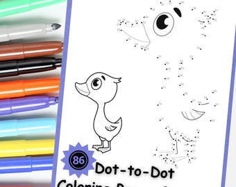 Printable Dot-to-Dot Coloring Pages | Connect the Dots Worksheets | Kids Activity PDF