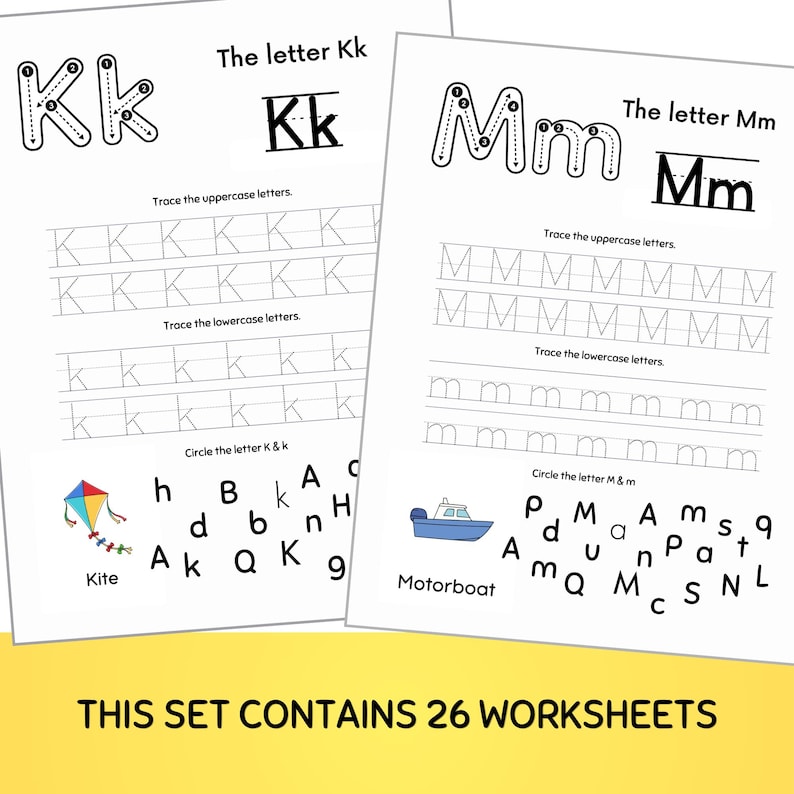 Trace Alphabet Worksheets | Letter Handwriting Practice for Preschool ...