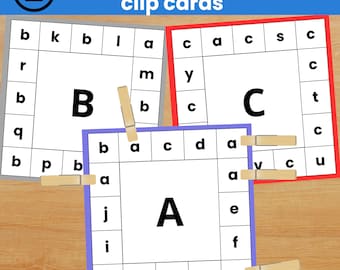 Letter Recognition Alphabet Clip Cards | Toddler & Preschool Matching Activity
