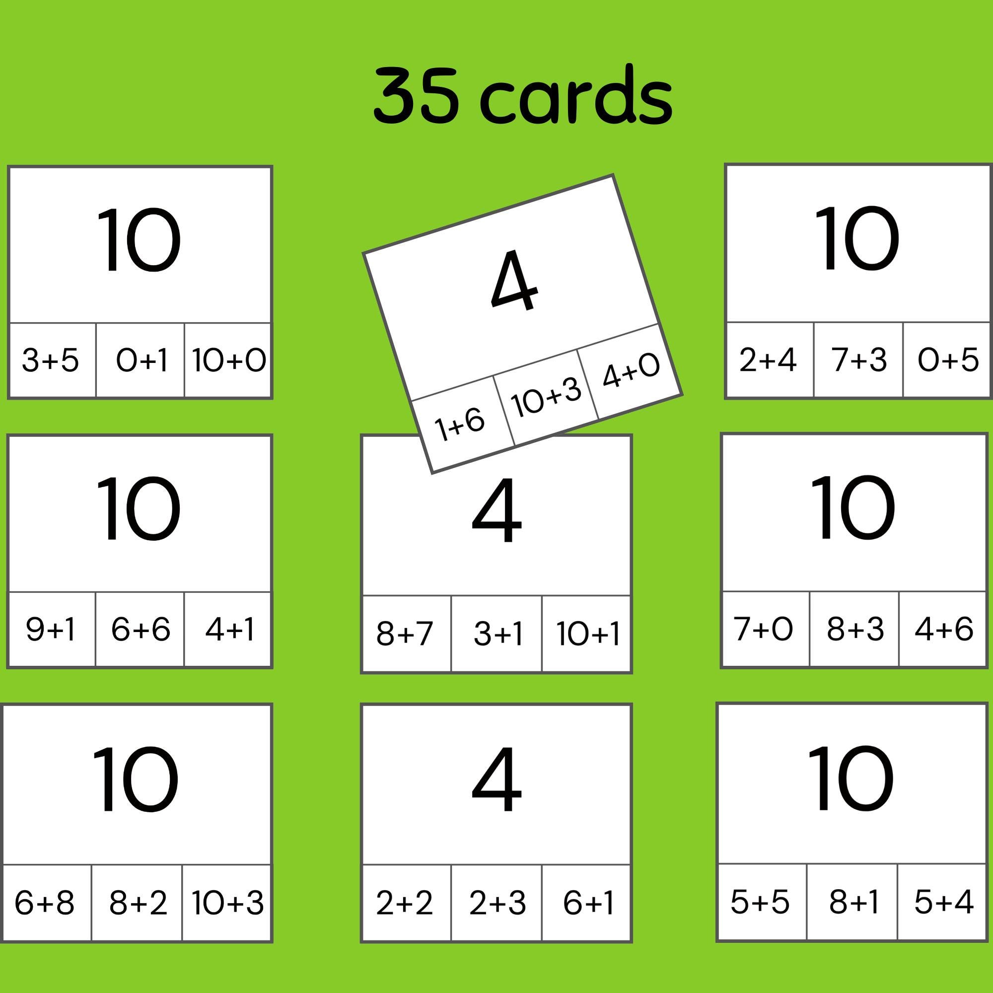 Simple Addition Cards for Kids | Printable Preschool Math Clip Cards ...