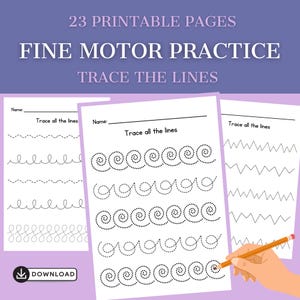 Feuilles de travail de traçage de ligne pour le préscolaire | Imprimables pour la motricité fine | Pré-écriture de pages de livre occupées
