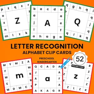 Letter Recognition Alphabet Clip Cards | Printable Uppercase & Lowercase Activity