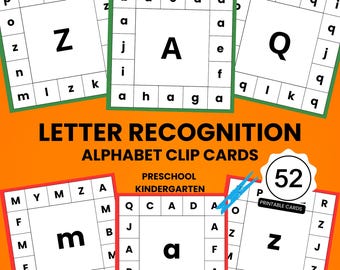 Letter Recognition Alphabet Clip Cards | Printable Uppercase & Lowercase Activity