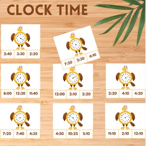 Tijdclipkaarten voor kinderen | Leer klokkijken met analoge klokken | Afdrukbare wiskundeactiviteit kleuterschool en thuisonderwijs