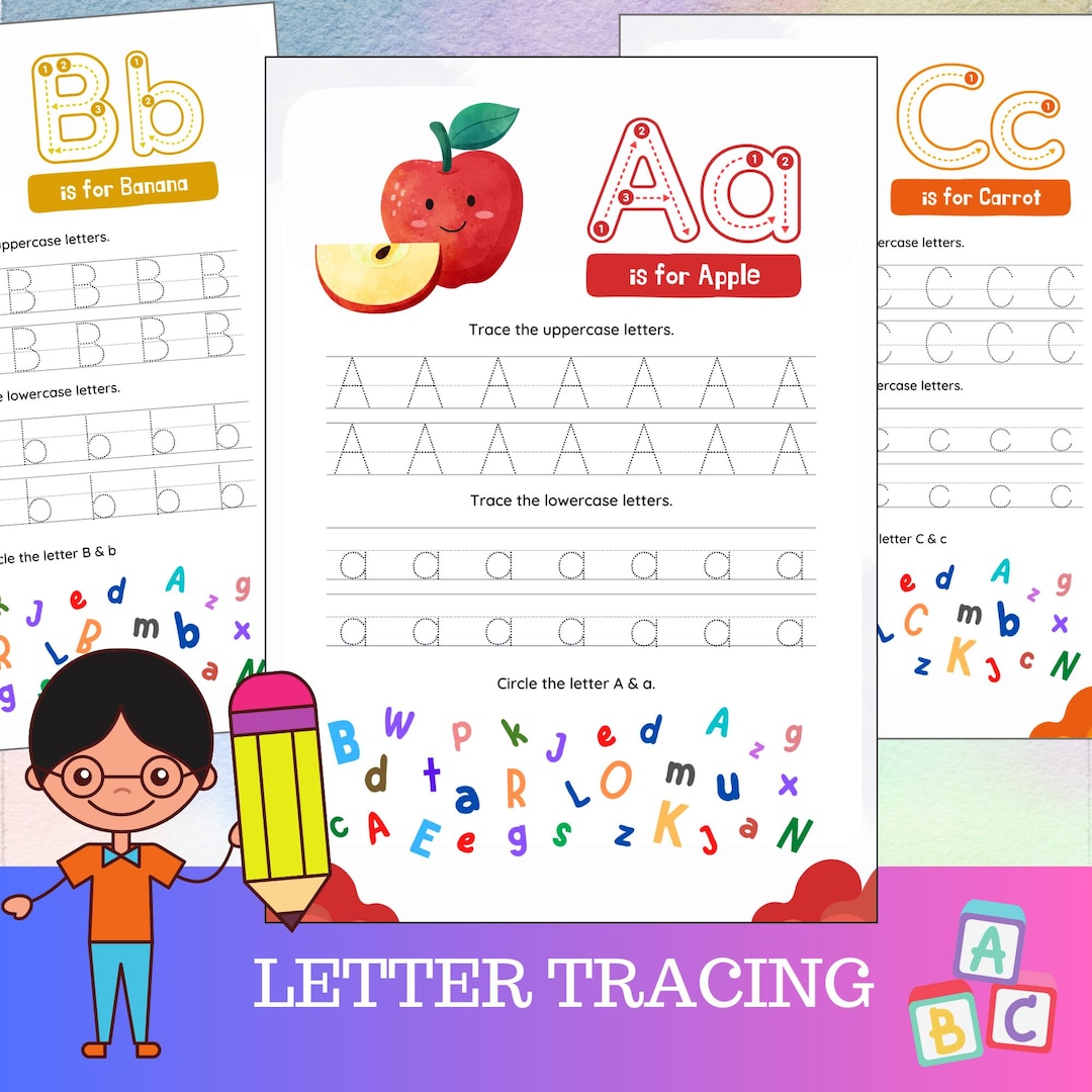 Alphabet Tracing Worksheets, Preschool-kindergarten Handwriting, Upper ...