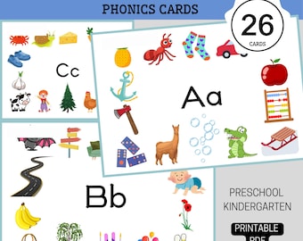 Initial sound Phonics Cards | Alphabet Letter Sound Activity | Preschool & Kindergarten Printable