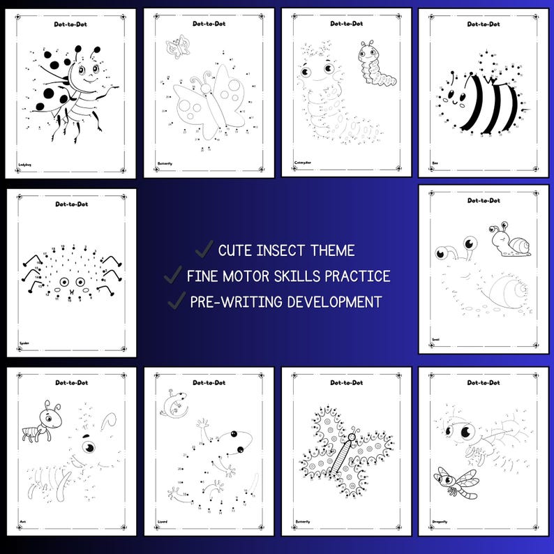 Dot to Dot Insects Printable | Connect the Dots Worksheets for Pre-k ...
