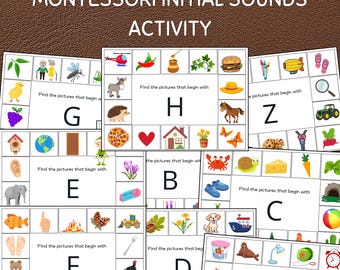 Cartes son Phonics Initial de A à Z | Activité Alphabet Montessori (PDF)