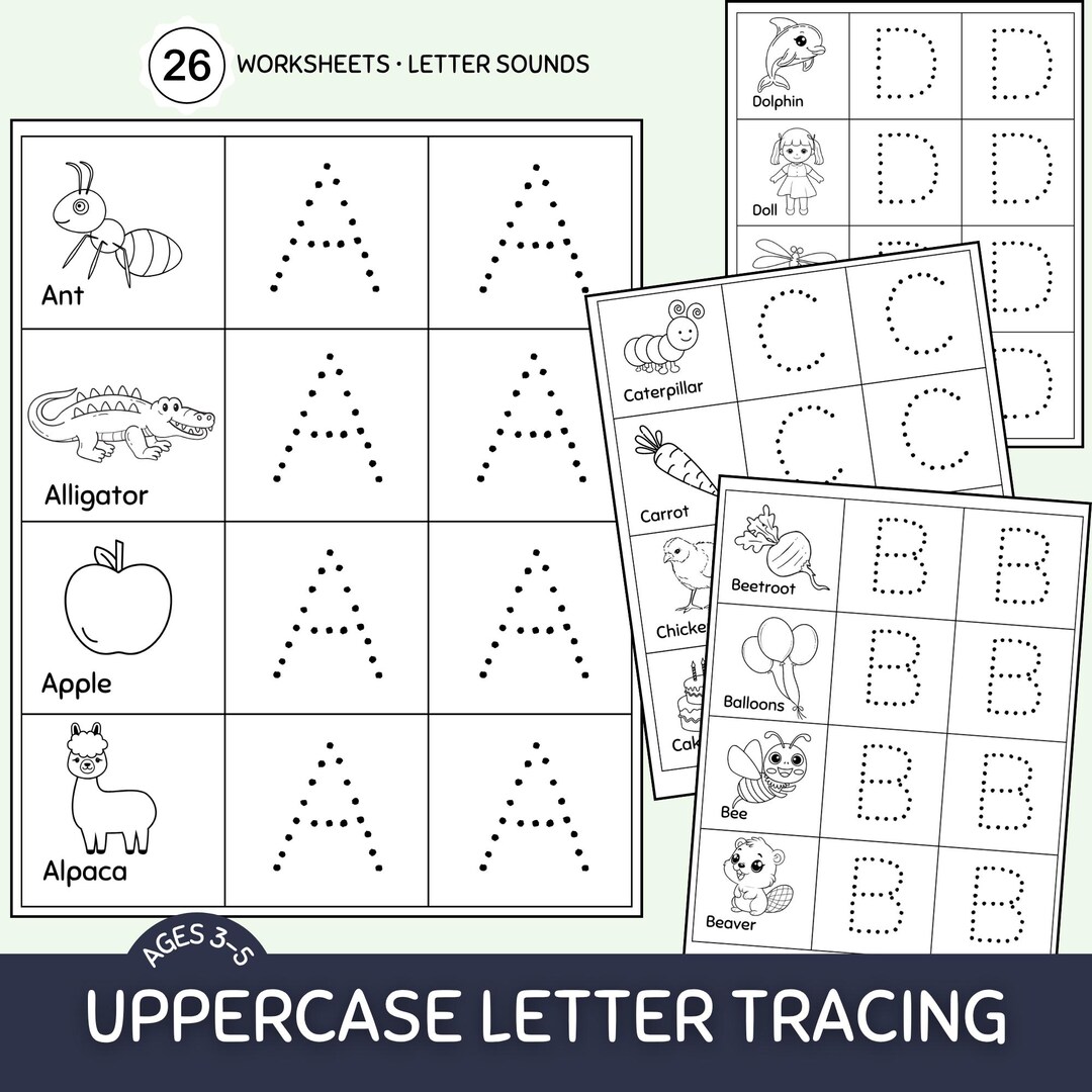 Uppercase Letter Tracing Worksheets | ABC Practice for Preschool ...
