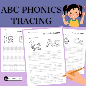 ABC Phonics Tracing Worksheets | A–Z Printable Letter Practice with Beginning Sounds for Preschool & Kindergarten