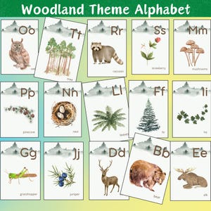 Woodland Alphabet Flashcards | Printable ABC Flashcards for Kids, Phonic Sounds & Homeschool Learning Activity