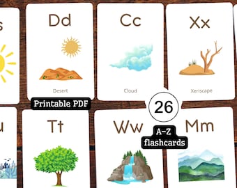 Nature Alphabet Flashcards | Printable A–Z Cards for Preschool & Kindergarten