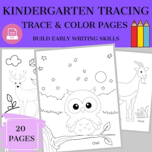 Pages de présentation pour la maternelle | Feuilles de travail pour le traçage et la couleur | Motricité fine PDF imprimable pour les premières compétences en écriture