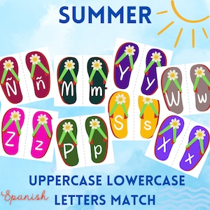 Spanish Alphabet Letter Match Game – Uppercase & Lowercase Matching Cards for Preschool Kindergarten | Summer ABC Printable Activity