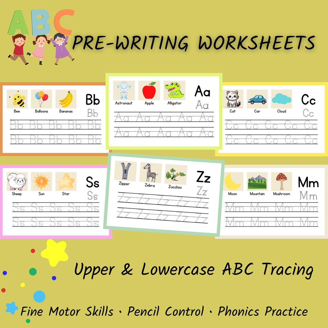 Pre K Pre Writing Worksheets | Alphabet Handwriting Practice PDF - Etsy