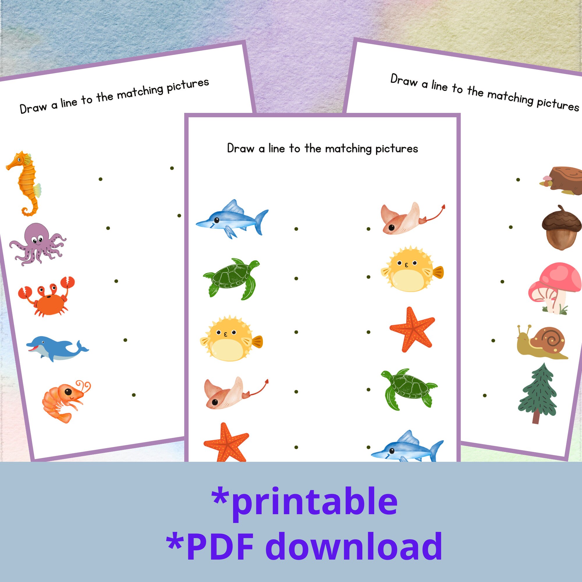 Printable Matching Worksheets, Match the Picture, Toddler Learning ...