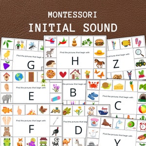 Phonics Initial Sound Cards A-Z | Montessori Alphabet Matching Activity | Letter Sounds Worksheets for Preschool & Kindergarten
