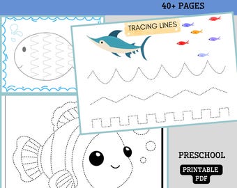 Ocean Preschool Printable Bundle | Fine Motor & Prewriting Worksheets