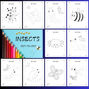 Printable Dot to Dot Sheets – Insect Connect the Dots Pages for Kids | Fun Coloring Activity for Preschool & Kindergarten