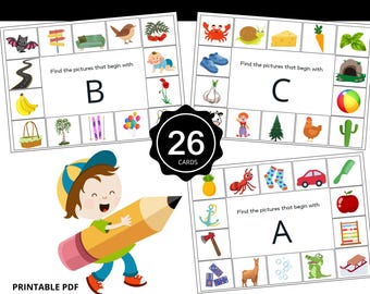 Beginning Sound Picture Matching Cards | Letter Sounds Activity | Preschool & Kindergarten Literacy Printable