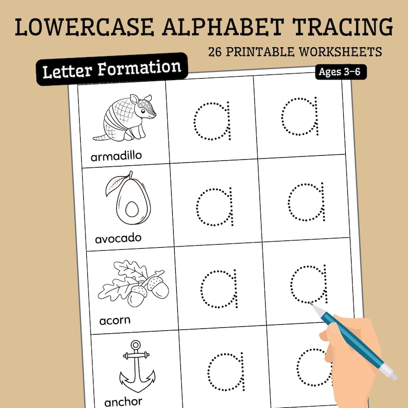 Arbeitsblätter zur Nachverfolgung von Kleinbuchstaben | Druckbare PDF ...